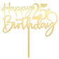 Mirrored Gold Acrylic 25Th Birthday Cake Topper - Durable Party Decorations, 'Hello 25' & 'Happy 25' Designs