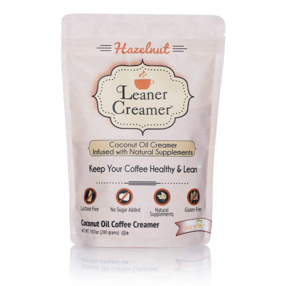 Leaner Creamer Coconut Creamer With Superfood Ingredients – Non-Dairy, Sugar-Free, Keto, Gluten-Free Powdered Coffee Creamer – Hazelnut Flavor – 280G