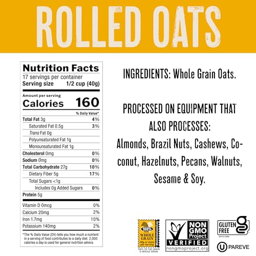 Uncle Crumbles Gluten Free Rolled Oats, 24oz Resealable Bag, Kosher, Non-GMO