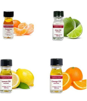 Lorann Ss 4 Pack Citrus Flavor Mix ( Tangerine Oil, Lime Oil, Lemon Oil. Orange Oil) - 1 Dram Bottle (.0125 Fl Oz - 3.7Ml) Bottl
