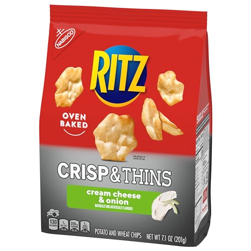 Ritz Crisp And Thins Cream Cheese And Onion Chips, Party Snacks, Bulk Snacks, 6 - 7.1 Oz Bags