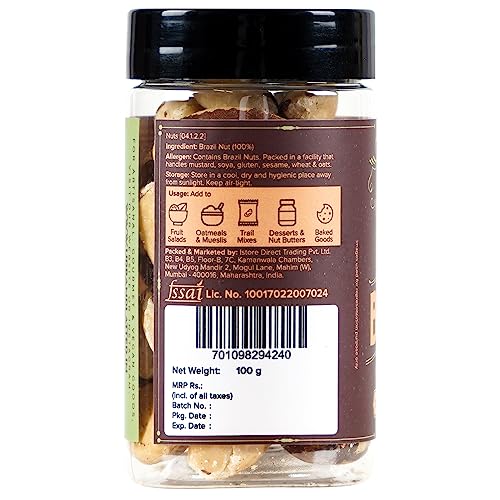 Urban Platter Exotic Brazil Nuts, 100G [Premium | Grade A | Rich In Selenium | Product Of Peru]