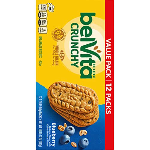 belVita Blueberry Breakfast Biscuits, Value Pack, 24 Packs (4 Biscuits Per Pack)