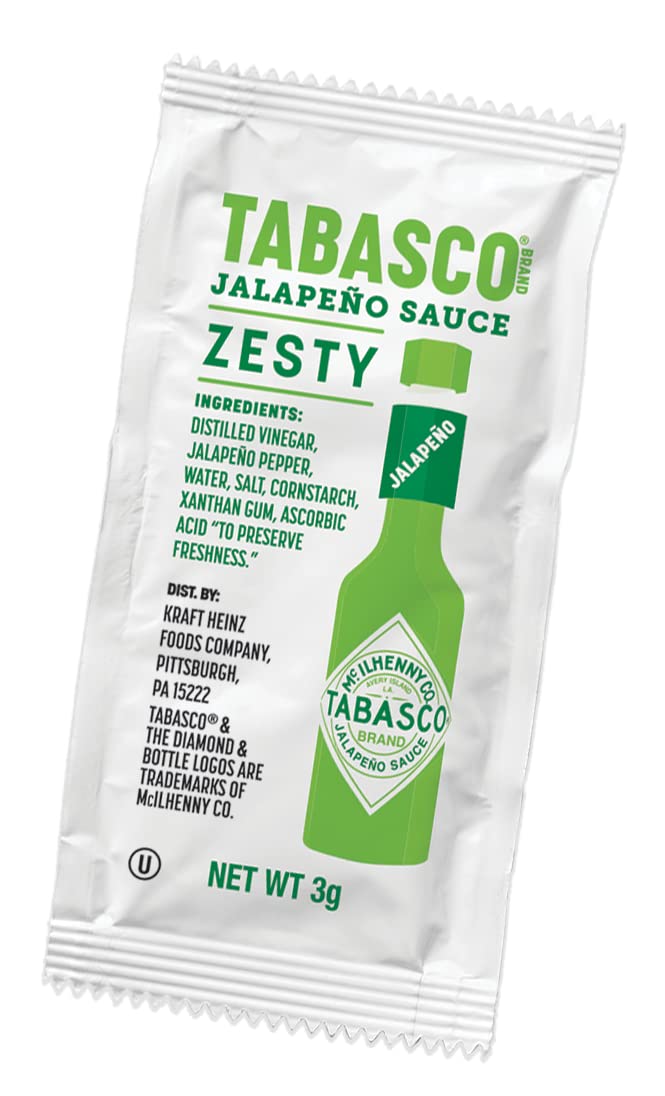 TABASCO Brand Green Jalapeno Pepper Sauce, Mild Hot Sauce, Single-Serve Hot Sauce Packets, Versatile Jalapeno Sauce, Easy for On