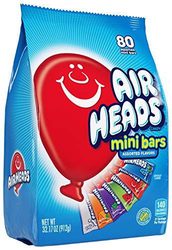 Airheads Candy Variety Bag, Mini Bars, Non-Melting, 32.17 Ounce, 80 Count, Blue/White
