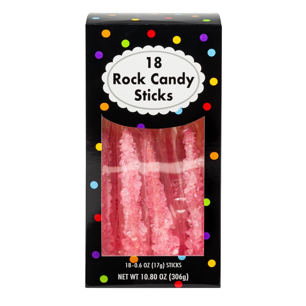 Amuse Mints Rock Candy Sticks - 18 PC Box - Colorful Hard Candy - Small Size - Perfect for Parties & Gifting