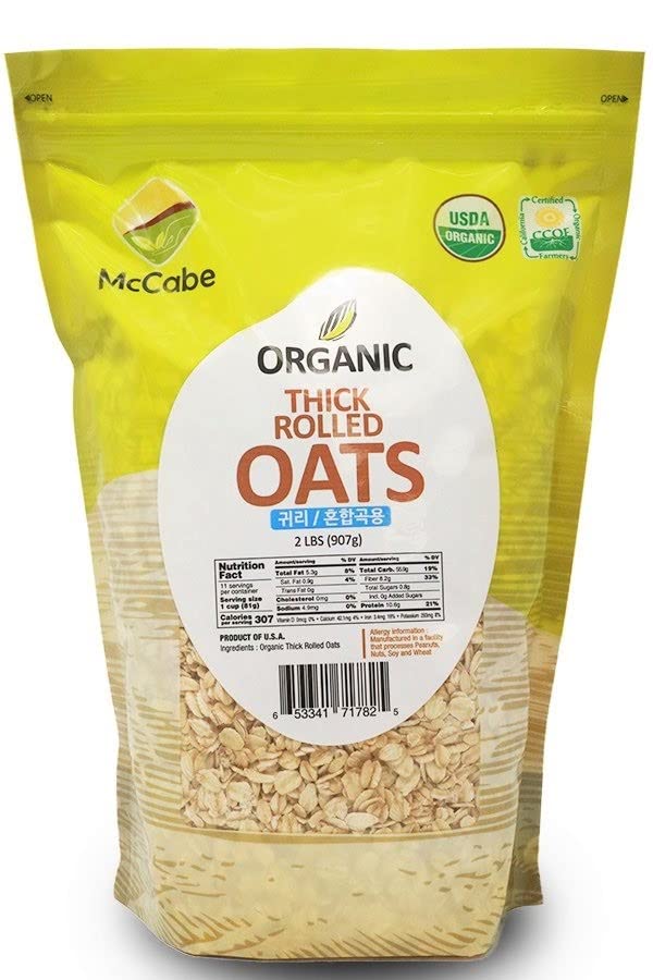 McCabe Organic Thick Rolled Oats, Extra Thick, 32 Ounce (Pack of 3), Rich in Fiber & Minerals, USDA Certified, Product of USA