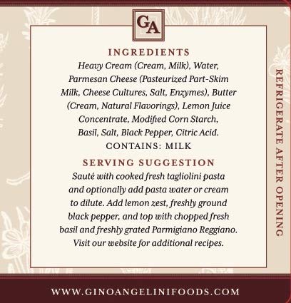GINO ANGELINI Lemon Alfredo Pasta Sauce - 15 oz, Pack of 2, Creamy Italian Flavor