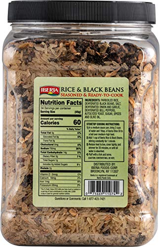 Iberia Rice & Black Beans, 3.4 Lb, Completely Seasoned & Ready to Cook, Nutritious & Delicious Rice and Beans (Pack of 2)