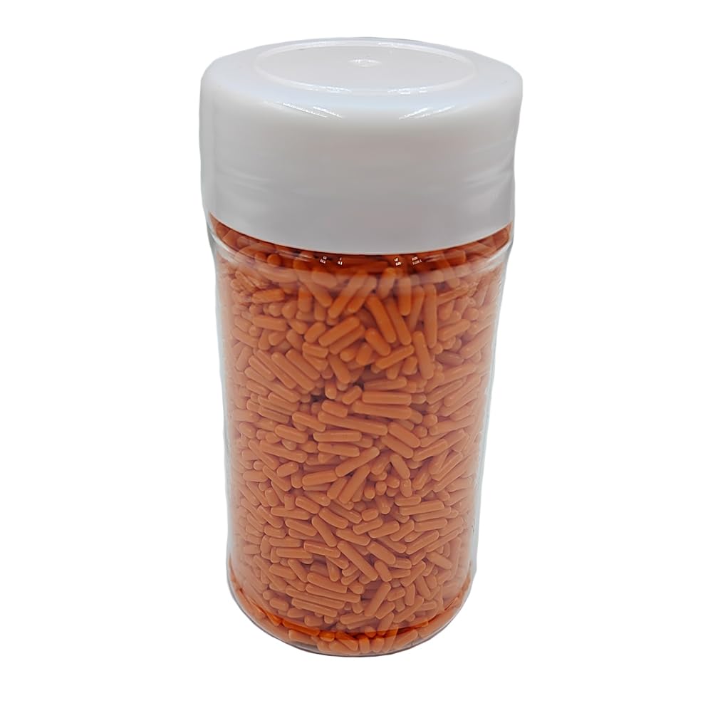 Homankit Orange Jimmies Sprinkles Edible Sprinkle Candy Soft Jimmies Toppings For Ice Cream, Cupcake, Cake, Cookie, Dessert Deco