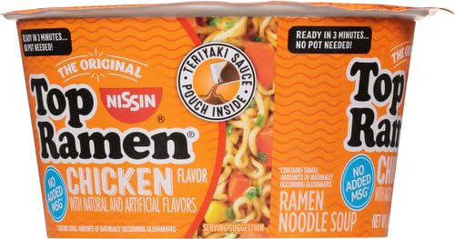 Nissin Top Ramen Bowl Ramen Noodle Soup, Chicken, 3.42 Ounce