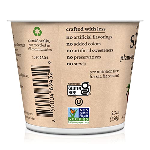 siggis Plant-Based Coconut Blend, Strawberry, 5.3 oz. Cup - Single Serving Dairy Free Snack, More Protein Than Sugar