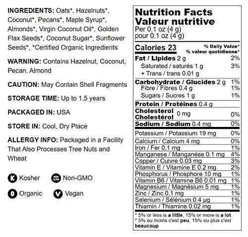 Food to Live Organic Golden Crunchy Granola, Small Batch, 6 Pounds, Contains Hazelnuts, Pecans, Almonds, Coconut, Flax & Sunflower Seeds