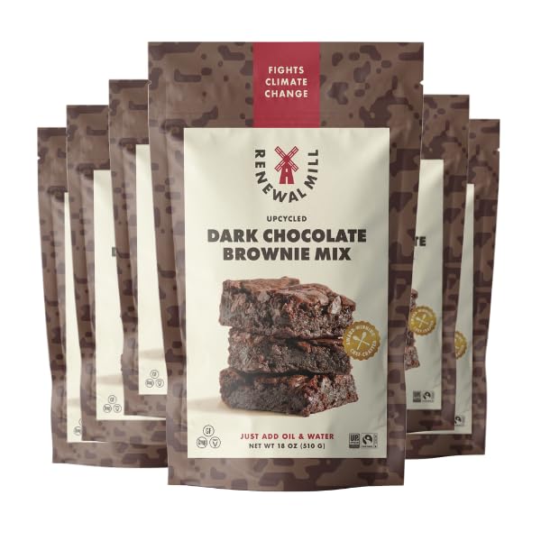 Renewal Mill Dark Chocolate Brownie Mix 18 Oz, Gluten-Free, Vegan, Non-Gmo, Upcycled Ingredients I Easy To Make, Only Requires O