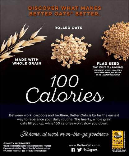 Better Oats, Insant Oatmeal with Flax, Cinnamon Roll, 9.8 Oz