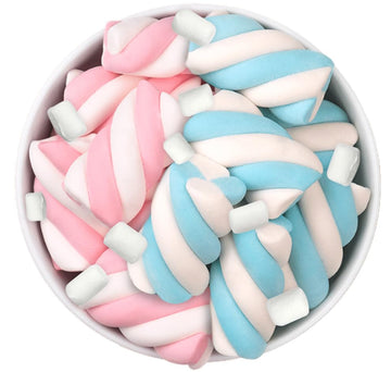 Pink & White, Blue & White Marshmallow Twists With White Mini Marshmallows Mix, 1 Pound Bulk Zip Bag