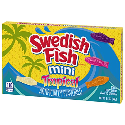 Swedish Fish Mini Tropical Soft & Chewy Candy, Bulk Candy, 12 - 3.5 Oz Boxes