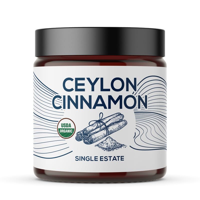 One Farm by WAAYB Organic Ceylon Cinnamon - Freshly Ground, Non-GMO, Fair-Trade, Gluten Free, Resealable Jar for Cooking and Beverages