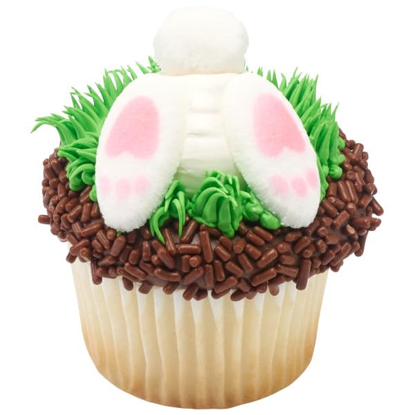 Easter Bunny Tail & Feet Edible Sugar Cake Toppers, 24 Count (16 Feet And 8 Tails)