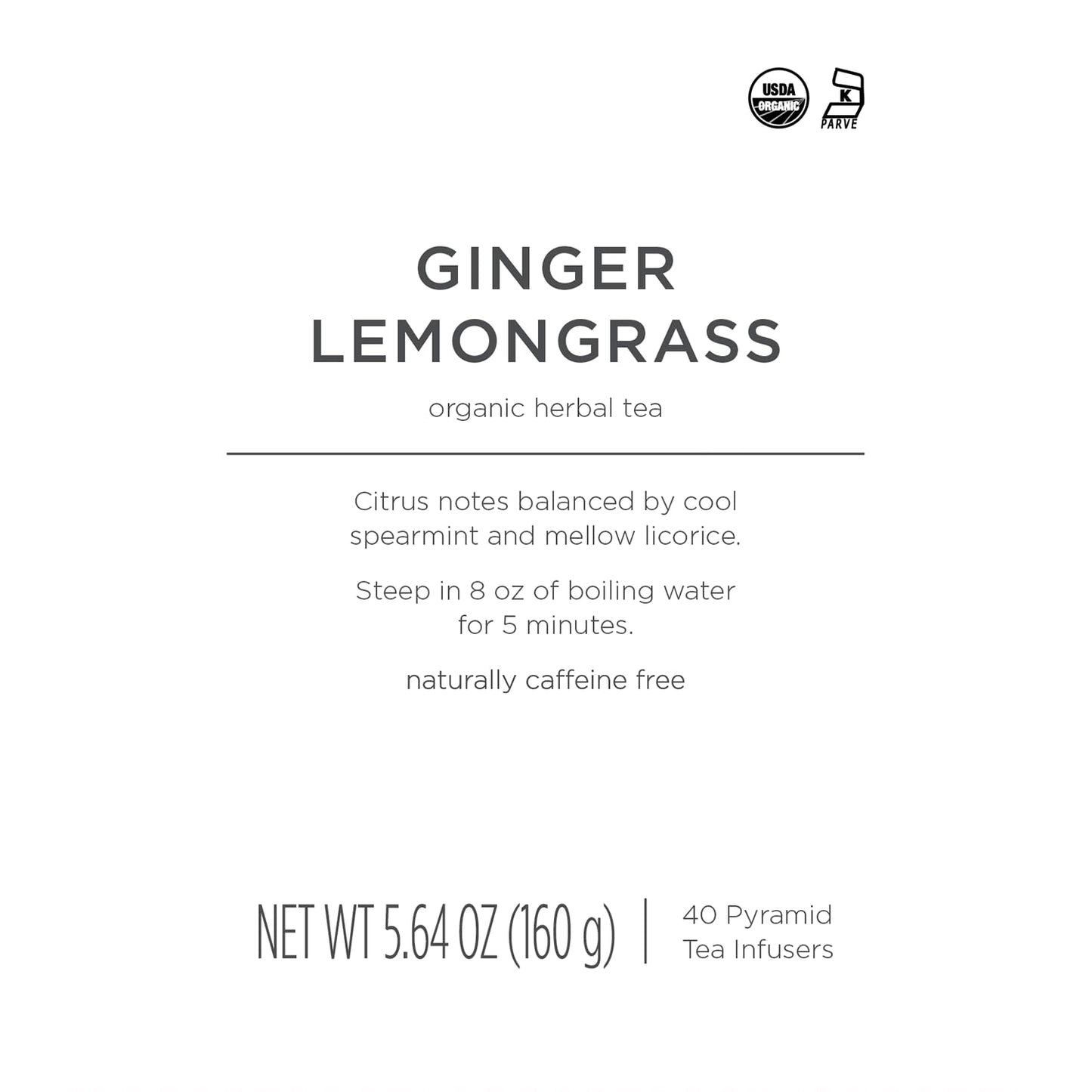 Tea Forte Ginger Lemongrass Herbal Tea Blend, Caffeine-Free, 40 Count Event Box, Individually Wrapped Pyramid Infusers