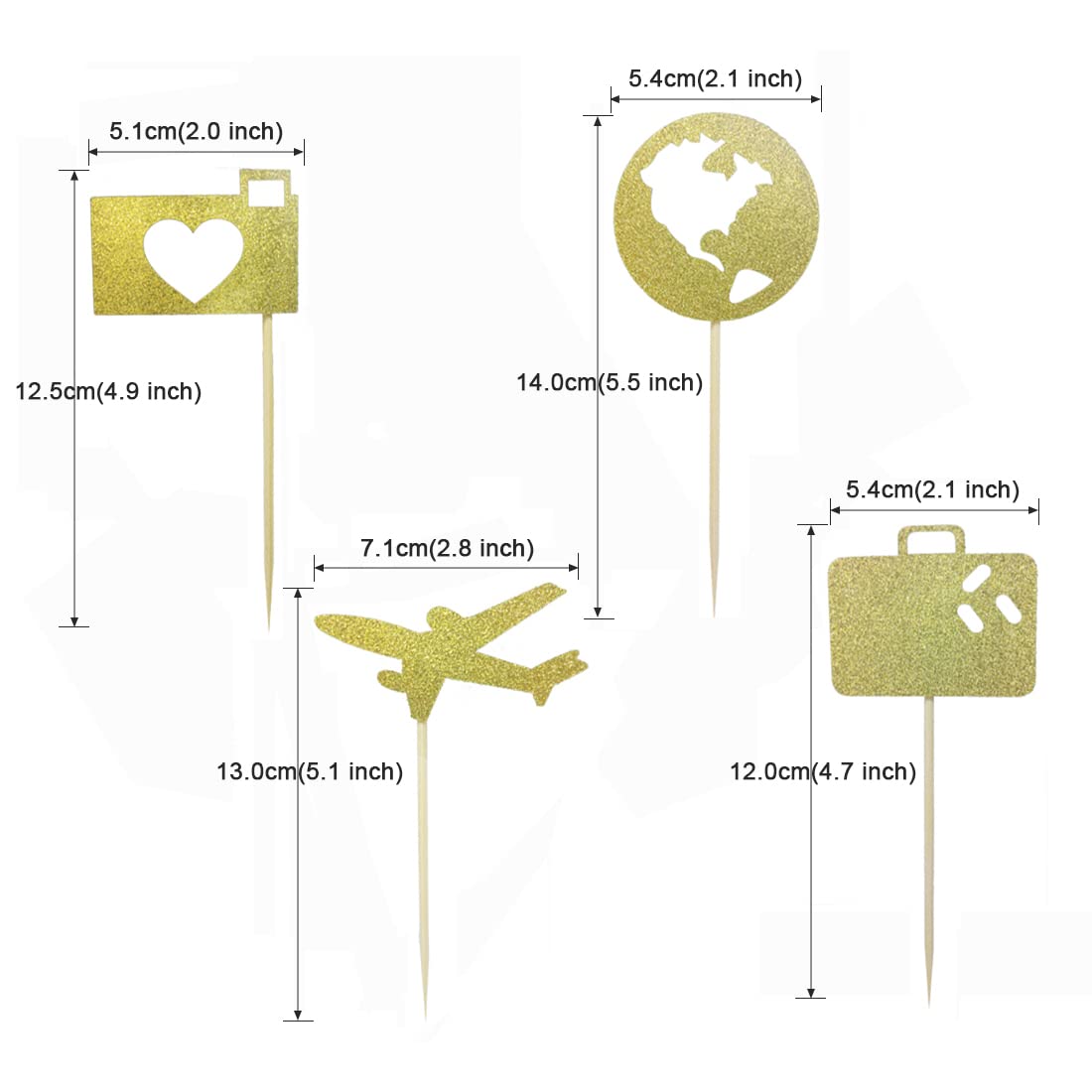 Morndew 24 Pcs Airplane Heart Traveling Case Earth Cupcake Toppers For World Travel Themed Party Baby Shower Birthday Party Wedd