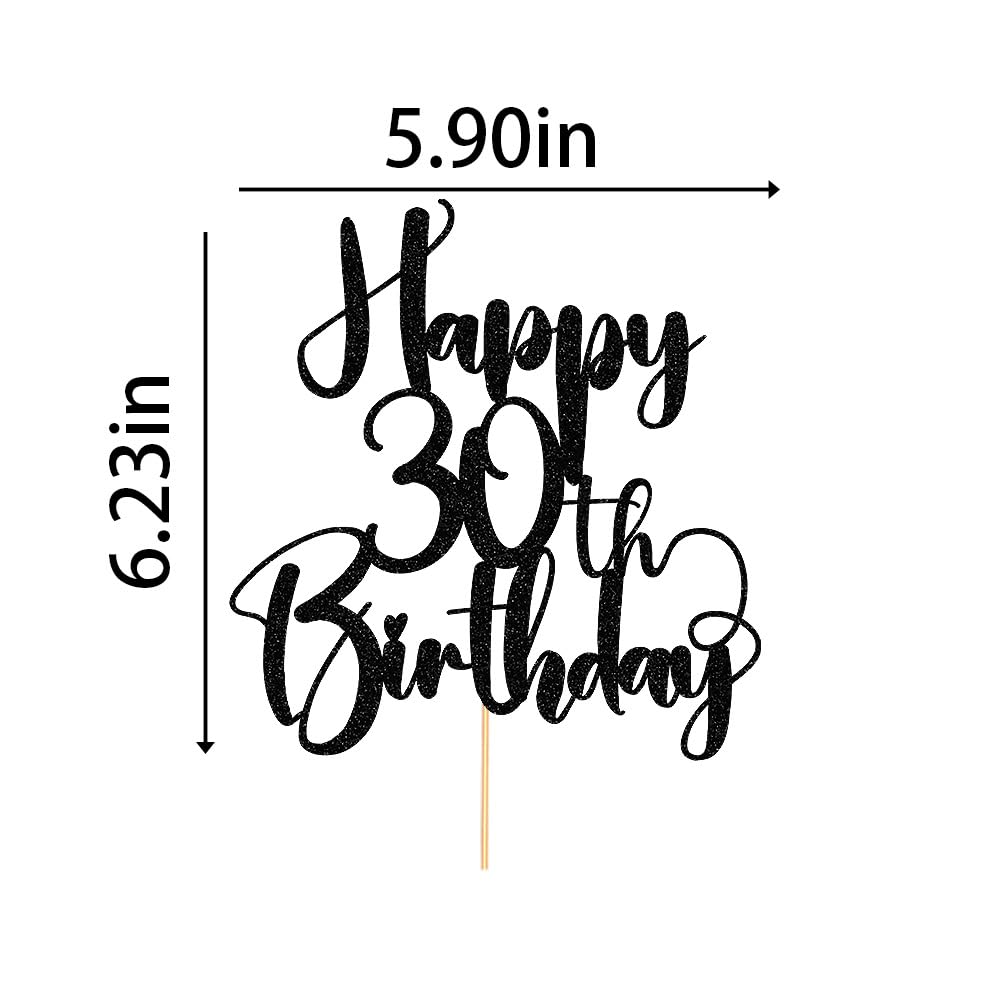 Dcokska Happy Birthday 30Th Cake Topper,Men/Women 30Th Birthday,30Th Anniversary Party Cake Topper Decorations/Dinner Party Deco
