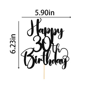 Dcokska Happy Birthday 30Th Cake Topper,Men/Women 30Th Birthday,30Th Anniversary Party Cake Topper Decorations/Dinner Party Deco
