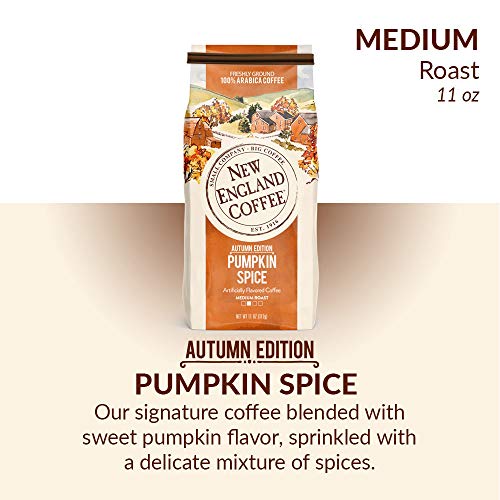 New England Coffee Pumpkin Spice Medium Roast Ground Coffee, 11Oz Bag (Pack Of 1)