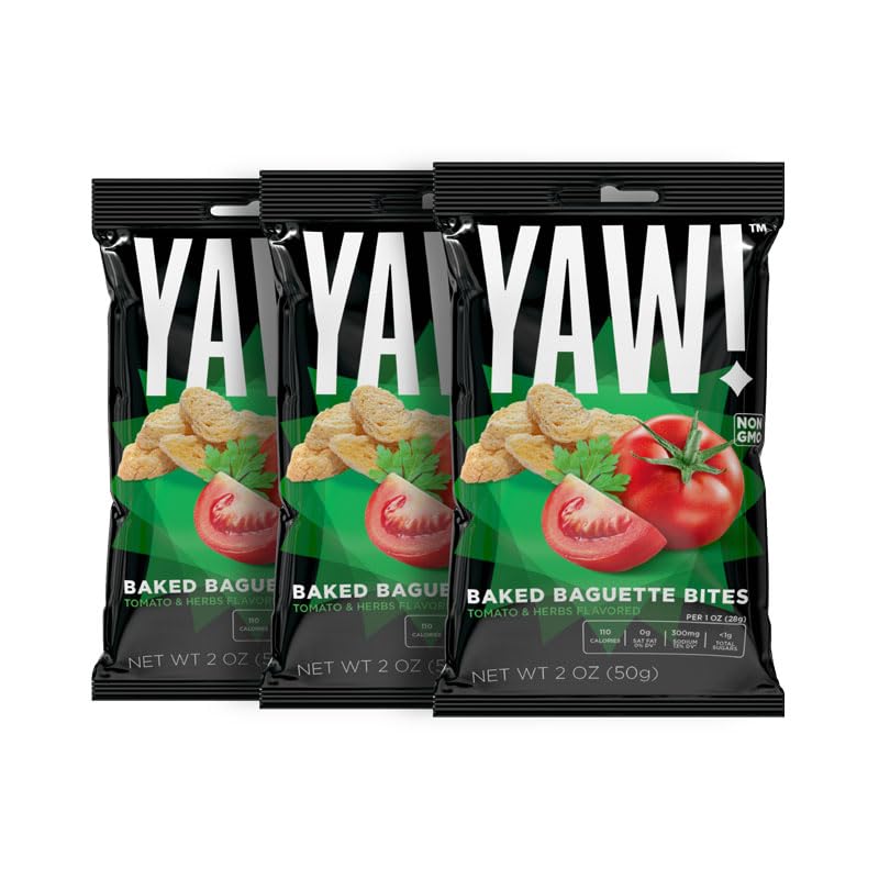 YAW! Baked Baguette Bites, Tomato and Herb Flavor, Non-GMO, 3 Pack, 6oz