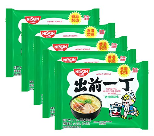 Nissin Demae Ramen Instant Noodle 3.5Oz (Tonkotsu Pork, 5 Packs)