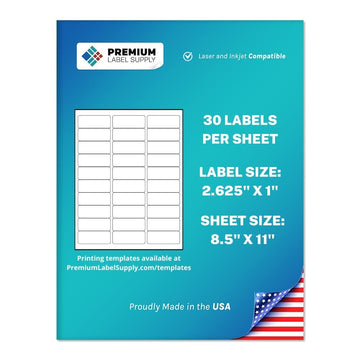 Premium Label Supply White Address Sticker Labels - 2625A X 1 - Laserinkjet Compatible - (30 Labelssheet), 100 Sheets - 3,000 To