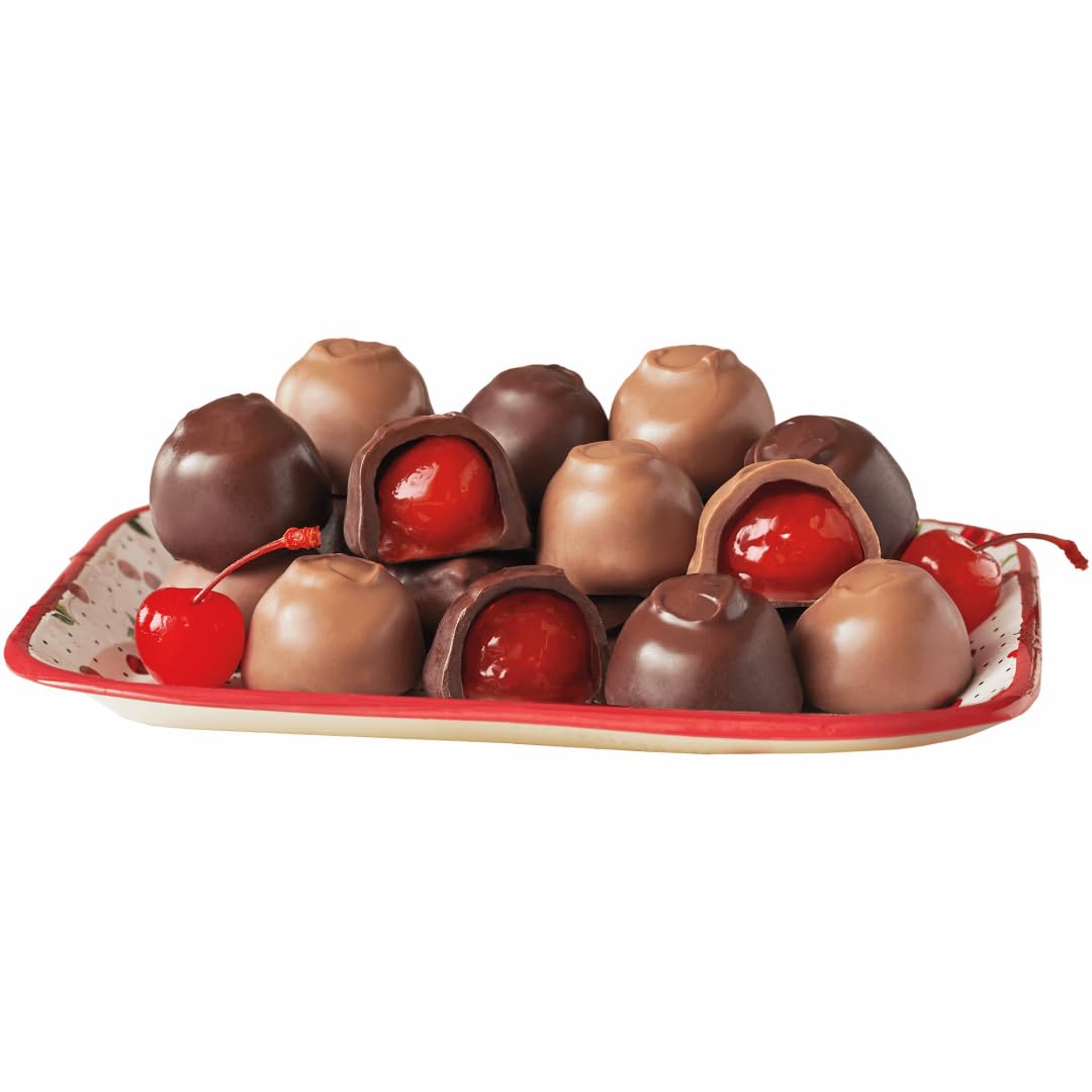 The Swiss Colony Chocolate-Covered Cherries - Juicy Maraschino Cherries in Milk and Dark Chocolate Shells  Classic Holiday Dessert Treat  Gift Tin