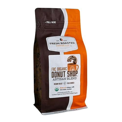 Fresh Roasted Coffee, Organic Donut Shop, 12 Oz, Medium Roast, Kosher, Whole Bean