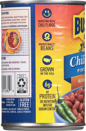 Bush'S Best Chili Beans- Pinto Beans In Medium Sauce- (3 Pack) Each Can Is 16 Ounces For A Total Of 48 Ounces