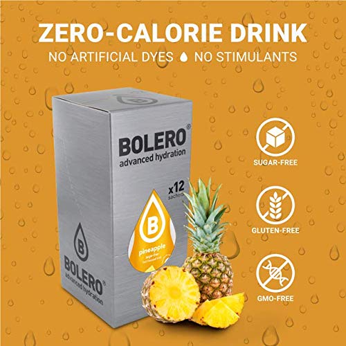 BOLERO - Pineapple Flavored, Sugar Free and Low Calorie Powdered Drink Mix, Makes 1/2 Gallon for Strong Flavor or 1 Gallon for M