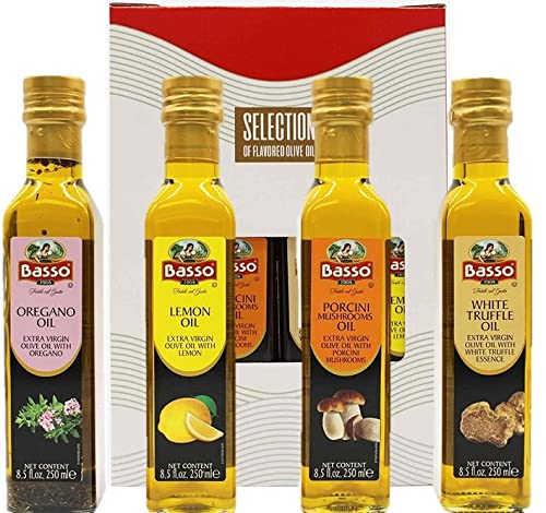 Olive Oil Gift Set, Gourmet Italian Tasting Set with Luxury Gift Box Included, White Truffle, Lemon, Porcini, Oregano Olive Oil'