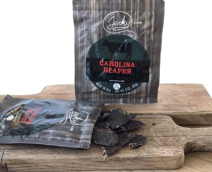 Jerky.com Hot Jerky Combo - Habanero, Ghost Pepper, Carolina Reaper, Classic - 2.5 oz Bags (Pack of 4)