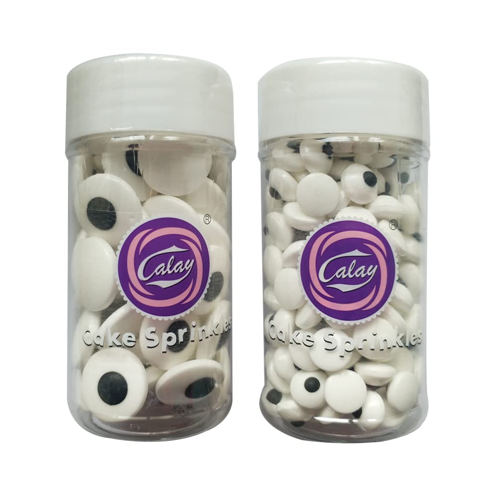 2 Bottles Candy Eyes Eyeballs - Cake Cupcake Toppers - Edible Baking Decorations for Cupcakes, Cakes, Cookies - Halloween, Chris