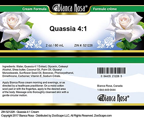 Bianca Rosa Quassia Cream 4:1, 2 oz - Natural Herbal Skin Care