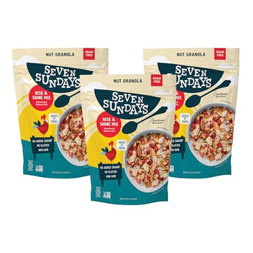 Seven Sundays Nut Granola Cereal, Rise & Shine Strawberry Banana Nut, 20 Oz (Pack of 3), Grain & Gluten Free, 5g Protein, 5g Net