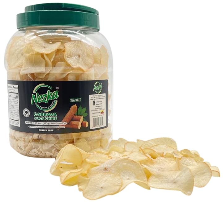 Nezka Cassava Yuca Chips - Crunchy Snacks and Side Dish - Gluten Free, Vegan, Non-GMO - 13.5 Oz (Pack of 2)