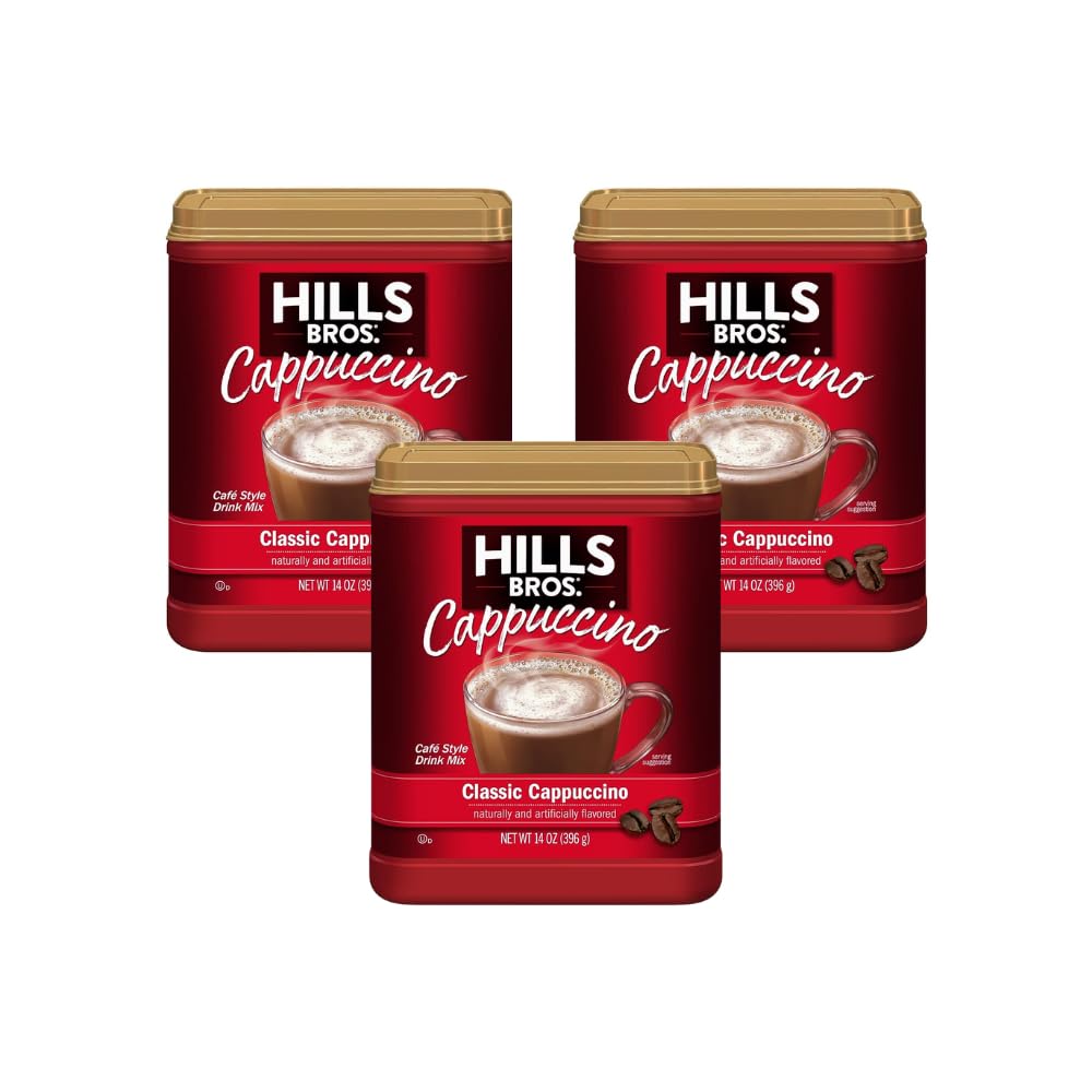 Hills Bros Instant Cappuccino Mix, Frothy, Easy to Use, 14 Oz (Pack of 3)