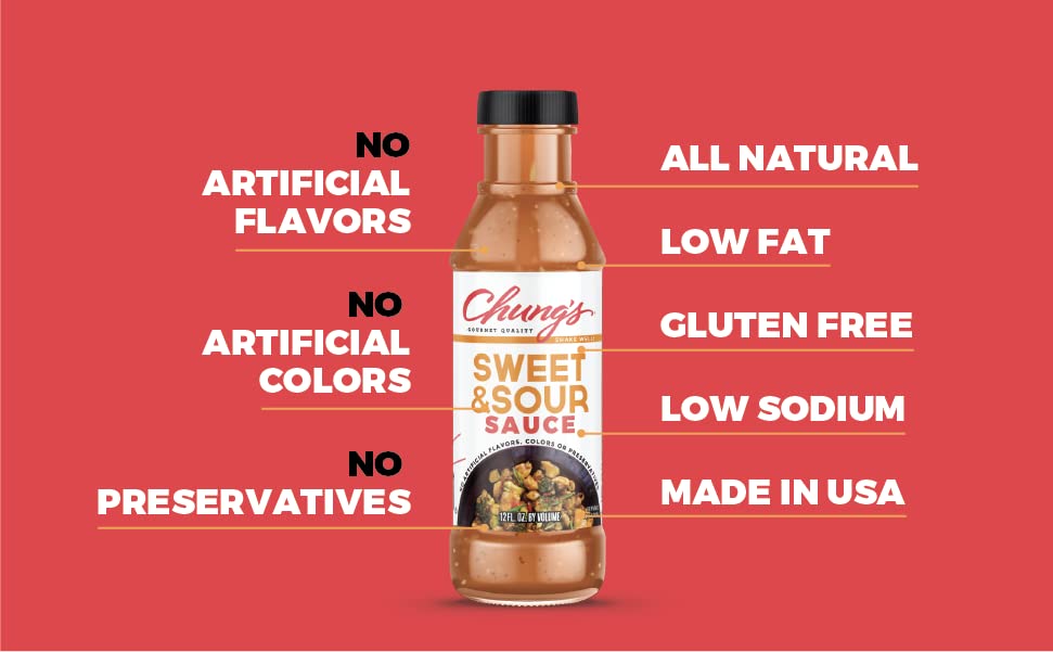 Chungs Sweet and Sour Sauce for Egg Rolls & Asian Appetizers, Low Sodium, Gluten-Free, 12oz (Pack of 2)