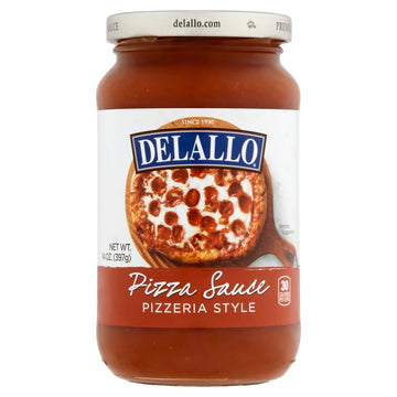 DeLallo Classic Pizzeria-Style Pizza Sauce, 14 Ounce Jar, Made with California Roma Tomatoes, Soy Free, Tree-Nut Free