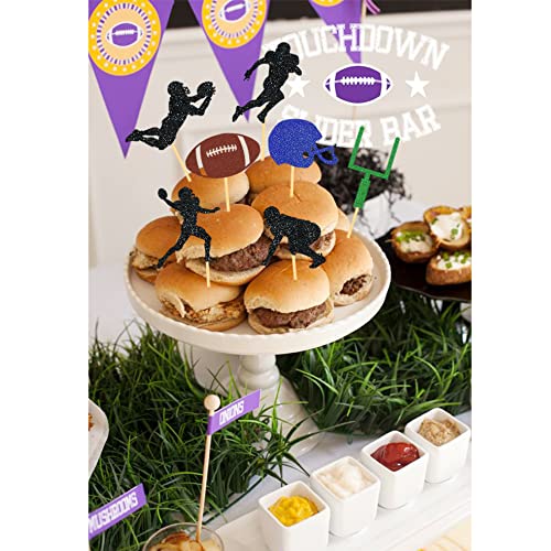 35Pcs Glitter Football Cupcake Toppers For Football Party Decorations, Football Player Cupcake Toppers - Football Theme Cake Top
