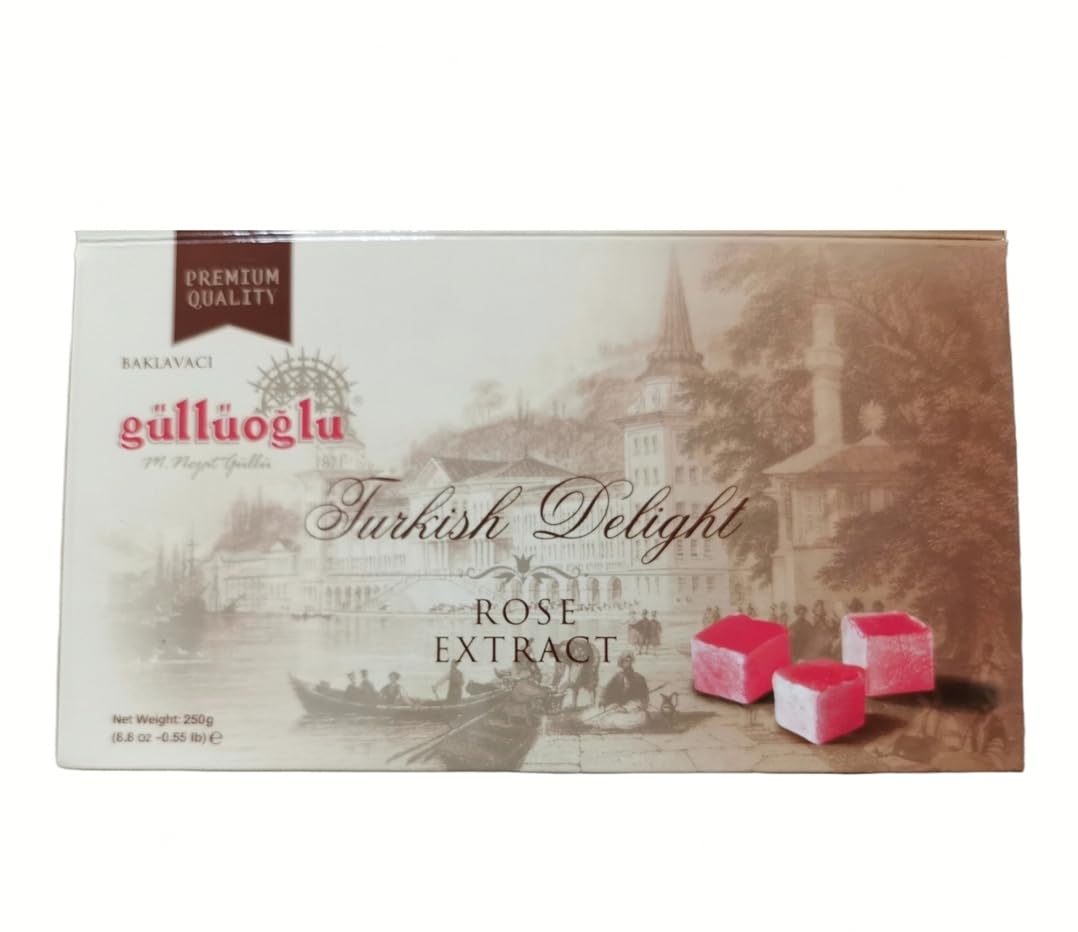 Glloglu Turkish Delight Rose, 8.8Oz - 250Gr, Daily Fresh Shipment From Istanbul/Turkey