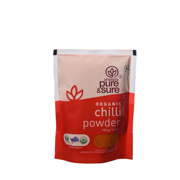 Pure & Sure Byadagi Organic Red Chilli Powder - 100Gm | 100% Natural Lal Mirch | No Preservatives, No Additives, No Colours | Pe