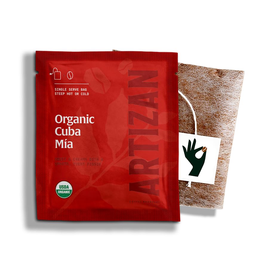 Artizan Organic Single-Serve Coffee Bags - Cuba Mia Blend | Full City Roast | 10 Count | On-The-Go Convenience - No Equipment Needed | Specialty Grade  Craft Roasted  Nitro-Sealed  Compostable