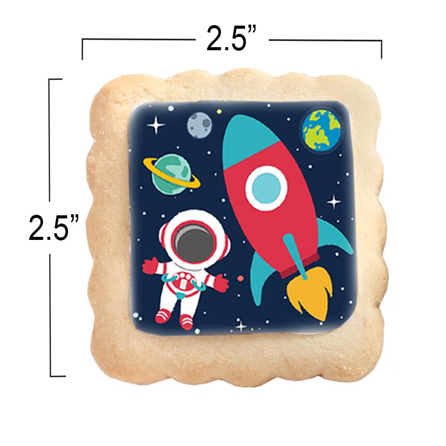 Space Themed Cookies Individually Wrapped Bulk | Outer Space Astronaut Planets Rocketship | Party Favors 24 Pack For Kids Birthd
