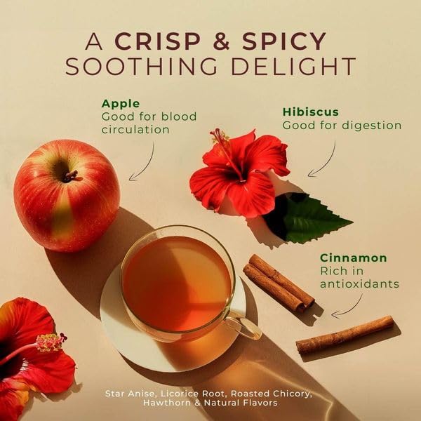 Gya Tea Co Cinnamon Apple Tea Gift Set - Decaf Tea Pods, 16 Count, Hot or Iced